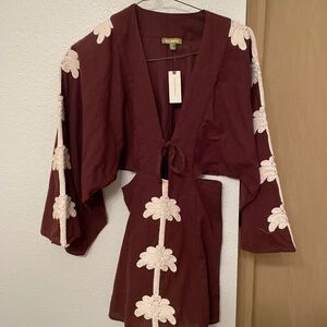 NWT Anthropologie Celandine Palm Cutout Mini Kaftan Dress